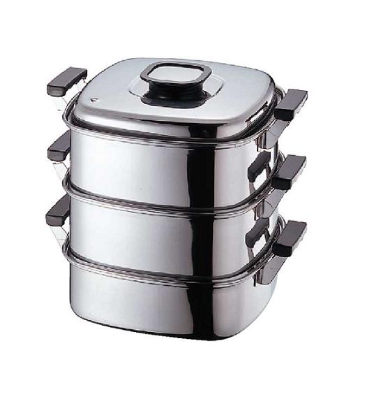 角蒸し器3段22cm 角型 ステンレス 3段 蒸し器 22cm 電磁調理器（IH）対応 日本製